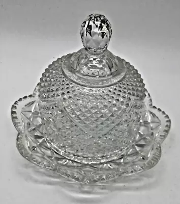 $12 • Buy Fostoria Clear Round Dome Covered Pressed Glass Cheese Butter Keeper Dish AVON