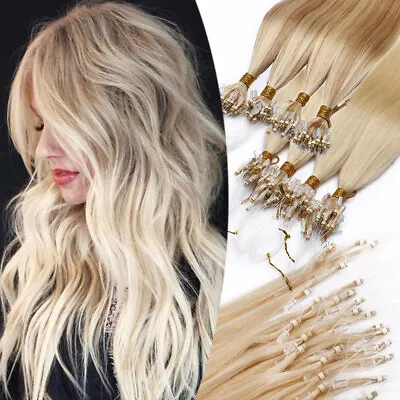 Micro Ring Hair Extensions Micro Beads Loop Link Remy Human Hair Blonde 1G Thick • $29.10