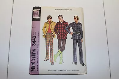 Vintage McCall's 3442 Men's Shirt-Jacket And Pants Pattern Size 40 Cut 1970s • $4.99