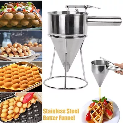 Stainless Steel Cupcake Waffle Batter Funnel Pancake Donut Dispenser Baking Tool • $25.99