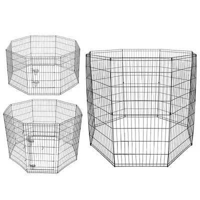 Dog Pet Pen 8 Panel Puppy Rabbit Metal Playpen Run Cage Foldable Fence Enclosure • £17.94