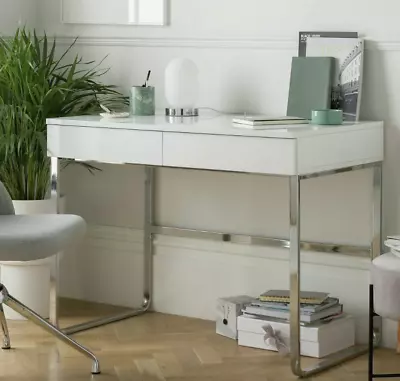 Habitat Sammy Two Drawer White Gloss Desk 100cmx75cm • £0.99