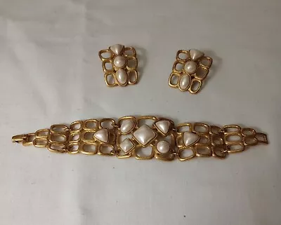 Vintage Avon Pearly Petal Bracelet Earrings Set - 1993 • $25