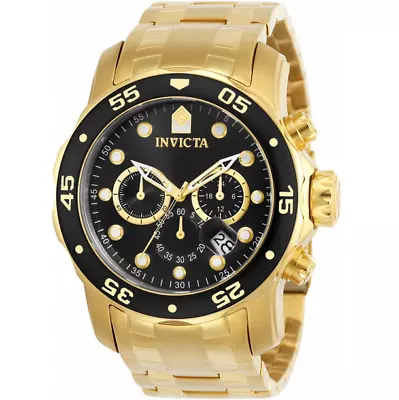 Invicta 0072 Men's Pro Diver Scuba Gold Tone Stainless Steel Chronograph Watch • $41