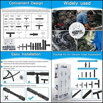 $20.23 • Buy Vacuum Connector Assortment Kit | 113Pcs | Automotive Vacuum Line Fittings