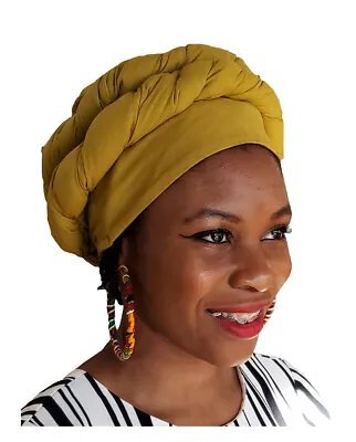 Gold African Modu Hat - Pre-tied Head Wrap  DPDM301PT • $32.95