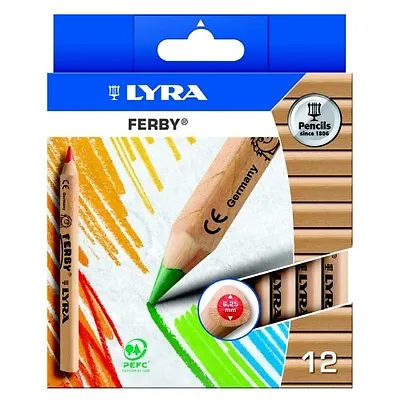 Lyra Ferby Half-Size Colouring Pencils Natural Wood Finish Pack Of 12 • £13.99
