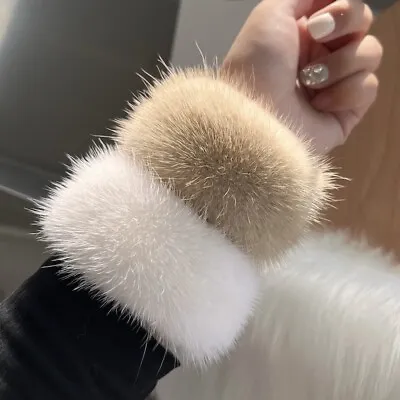 One Pc Women's Real Mink Fur Cuffs Arm Warmer Bracelet Mink Fur Warm Gloves • $26.99
