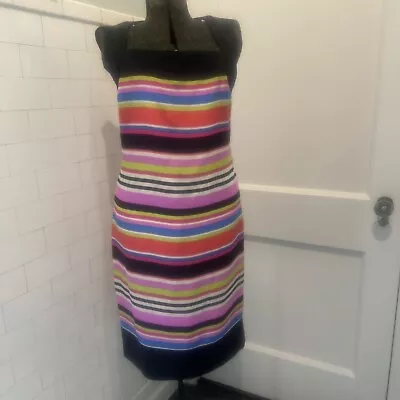 Oscar De La Renta Multi-Color Silk Sleeveless Vintage Dress-Size 8 • $99.99