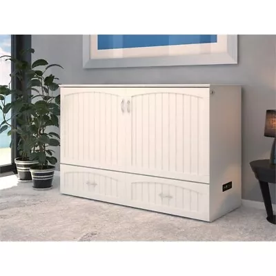 AFI Southampton Queen Solid Wood Murphy Bed Chest In White With USB Charger • $1936.99