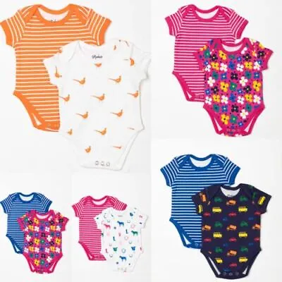 Baby Vests 2 Pack Bodysuit Short Sleeve Cotton Vest Boys Girls Rydale 3 Colours • £14.99