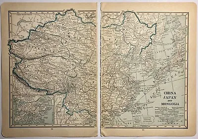 $18.88 • Buy British Isles 1919 Map China Japan Mongolia Two Piece Vintage Map Hong Kong