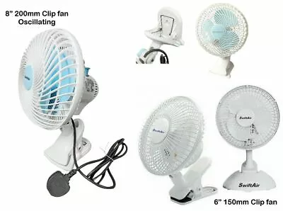 6  8  12  Clip On Fan 2 Speed Office Hydroponics Cooling Fan Oscillating UK Plug • £11.99