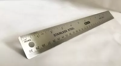 12 Inch METAL RULER Stainless Steel Straight Edge Drawing Cutting Non Skid Back • $6.95