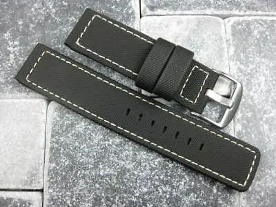 20mm PVC Composite Rubber Band Black Diver Watch Strap Kevlar For Maratac White • $29.98