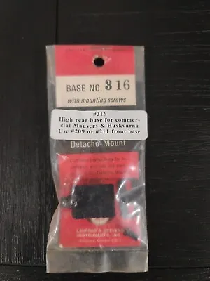 Leupold Base No 316 Detacho Mount Huskvarna Mauser NOS Missing Mount Screws • $20