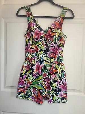 Maxine Of Hollywood One Piece Swimsuit/skirt Multicolor Floral Sz 8 • $20