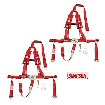 $164.99 • Buy 2 Yamaha Rhino Simpson 5pt Y Harness Seat Belt Sewn In Harness 2 X2  W/ Pads Red