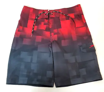 Speedo Swim Trunks Mens SZ 30 Mesh Lined Black Red Side Pocket 10  Inseam • $16.96