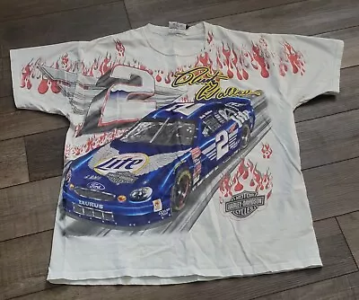 Vintage 1999 Rusty Wallace Nascar AOP Racing Harley Davidson Miller-Lite Size L • $129.99