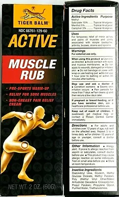 1/3/5/12 Pcs Tiger Balm Active Muscle Rub Non-Greasy Pain Relief Cream 2 Oz/ 60g • $9.25