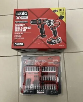 Ozito Power X Change Compact Drill & Impact Driver W/ Torsion Bit Set • $450