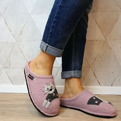 Haflinger Slippers In Wool Felt Pink Cat/cucho • $86