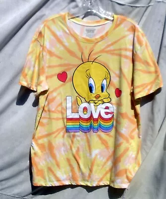 Tweety Bird Love Warner Bros Yellow Short Sleeve Top - Junior Size XL (15 - 17) • $8.24