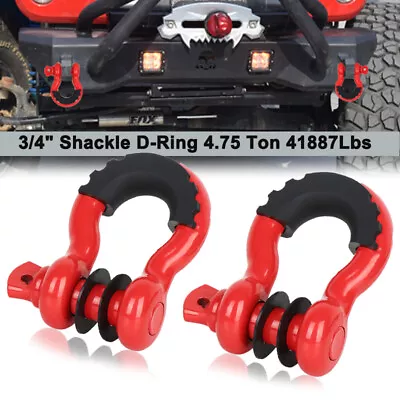 2x 3/4  D-Ring Red Shackle Towing Chain Bow Buckle 4.75t OFF-ROAD For JEEP • $22.79