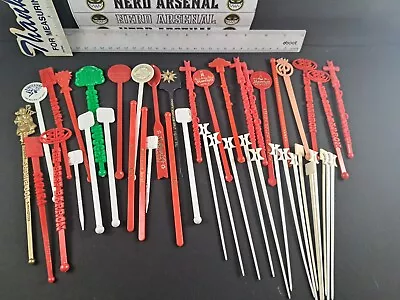 Vintage Swizzle Sticks Plastic Drink Stirrers Lot Of 45 • $14.99