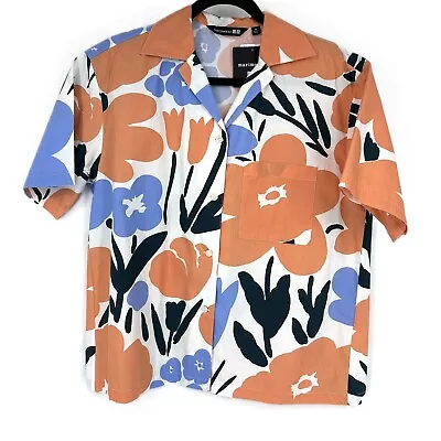 NWT Marimekko Uniqlo Short Sleeve Boxy Button Down Shirt Floral Medium • $45