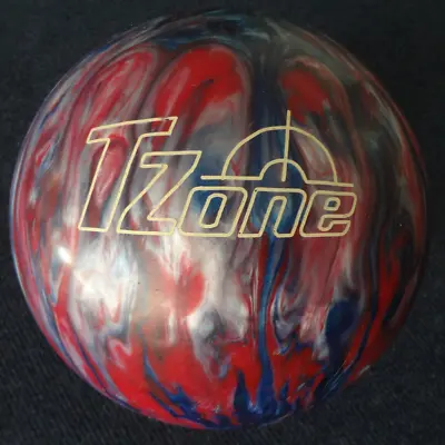 BRUNSWICK TZONE BOWLING BALL 11 Lb 14.3 Oz VINTAGE RED WHITE BLUE SWIRL DESIGN • $50.98