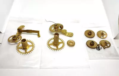 Vintage NOS Lot Grandfather Clock Moving Moon Dial Brass Gears & Parts • $35