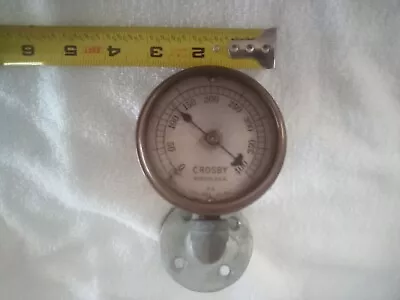 Antique Brass Era Steam Car Gauge 3  Crosby 400 Lbs. Pressure Engine Boiler Accy • $49