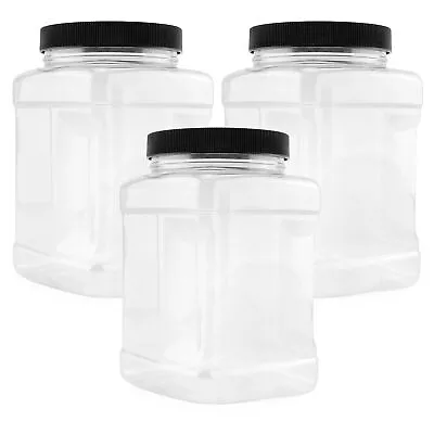 48oz Square Clear Plastic Jars 3pk 6 Cup Capacity Canisters • $21.99