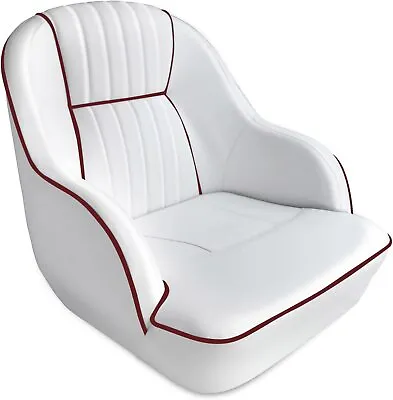 Leader Accessories Deluxe Bucket Boat Seat White/Dark Red Piping • $189.99