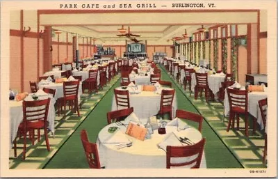 BURLINGTON Vermont Postcard  PARK CAFE And SEA GRILL  Restaurant - Linen 1940 • $5.62