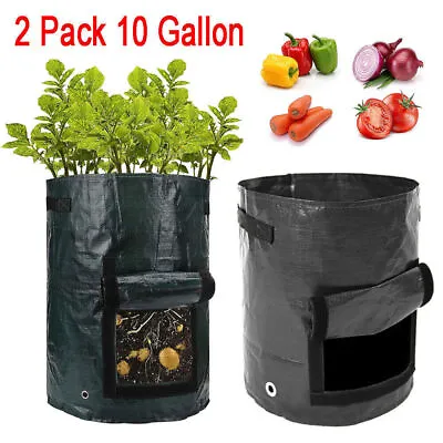 2Pcs 10 Gallon Plant Grow Bags Potato Fruit Vegetable Garden Planter Growing Bag • £16.99