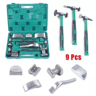 9Pcs Set Car Auto Body Work Hammer Fender Hand Tool Dent Crowbar Repair Tool Kit • $76