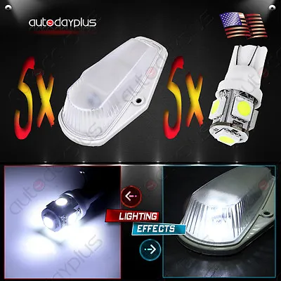5Pcs Cab Roof Marker Clearance Lights + White LED For 80-97 Ford F150 F250 F350 • $28.32