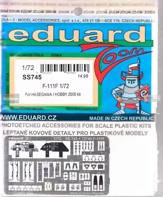 1/72 Eduard #SS745 F-111F Aardvark Zoom Details For Hasegawa/H2k • $14.99