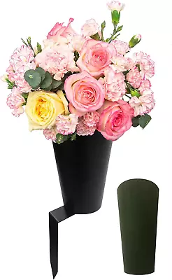 Metal Grave Vase Cemetery Vases Grave Decoration Memorial Floral Vase Cemetery F • $23