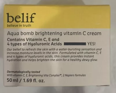 Aqua Bomb Brightening Vitamin C Cream E  - Belif 50 Ml 1.69oz New In Box • $19.79