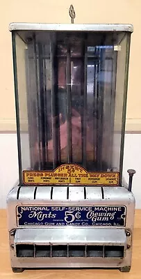 Antique Vintage RARE 1925 NATIONAL Gum Mint Candy Vending Machine 5 Cent Coin Op • $625