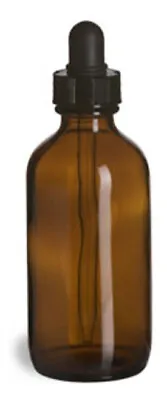 AMBER GLASS Bottles  4 Oz (120 Ml) With Glass Droppers (3-6-12-24 Count) • $15.95