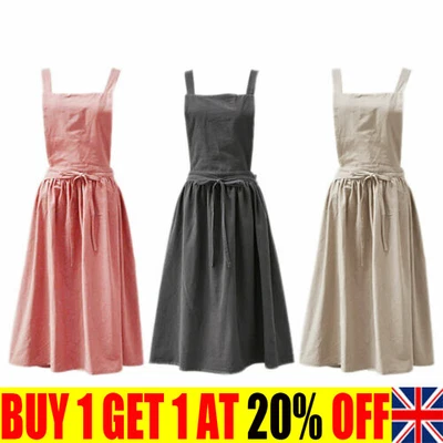 £11.79 • Buy Cotton Linen Cross Back Apron Japanese Housework Baking Wrap Florist Dress YE
