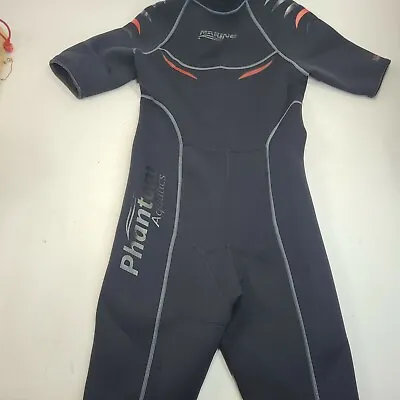 Phantom Aquatics Marine Shorty Back Zip Wetsuit.  Mens Large Black • $35.98