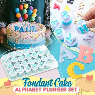 £9.59 • Buy Alphabet Letter Mold Set Fondant Sugarcraft Cake Decorating Plunger Cutters Tool