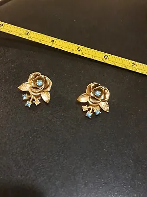 Vintage Coro Gold Rose Earrings Repair (Ww11/158) • $20