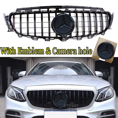 GT R Grille Grill For Mercedes Benz W213 E-CLASS 2016-2020 W/ Emblem Camera Hole • $97.99